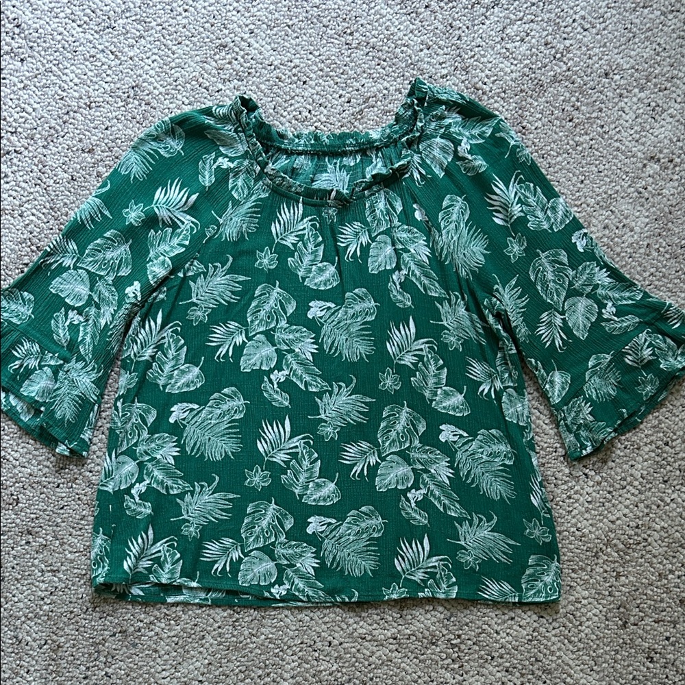 Green Floral gauze Women's Top